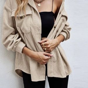 NWT EMERY ROSE Flap Pocket Drop Shoulder Corduroy Coat